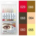 Kuretake ZIG Clean Color Real Brush 6kolorów Portrait Colors II  RB-6000AT6VE opakowanie i kafelki kolorów.jpg