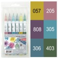 Kuretake ZIG Clean Color Real Brush 6kolorów Smoky Colors RB-6000AT6VF opakowanie i kafelki kolorów.jpg