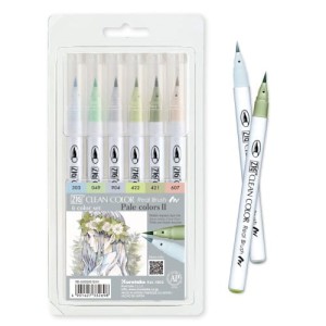 Kuretake Zig Clean Color Real Brush 6 Set Pale Colors II  RB-6000AT/6VH