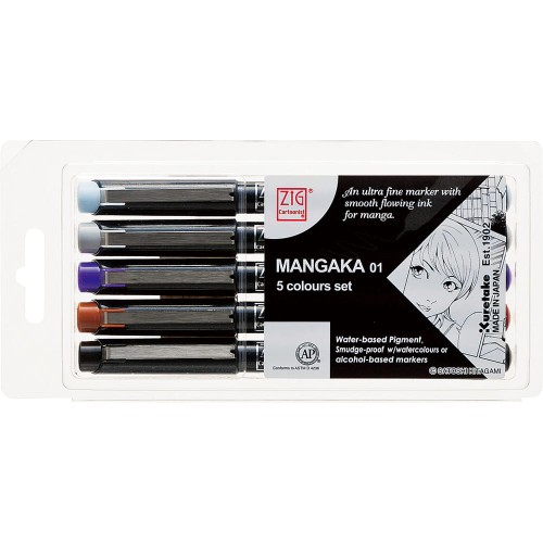 Kuretake Zig Mangaka 5 colors CNM-01-5V.jpg