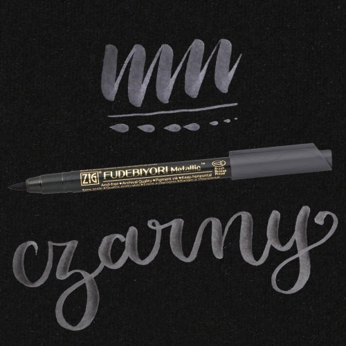 Kuretake Fudebiyori Metallic Black czarne tło.jpg