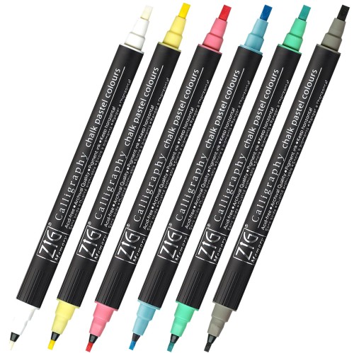 Zestaw Kuretake Calligraphy Chalk Pastel Colours 6 kolorów MS-6400-6V pisaki.jpg