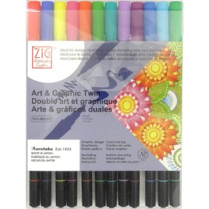 ZIG ART & GRAPHIC TWIN 12 colors set Bright