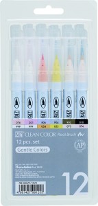 ZIG CLEAN COLOR REAL BRUSH 12 SET new colours RB-6000AT/12VB