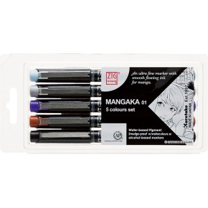 ZIG CARTOONIST MANGAKA 01, 5 MIX COLOR SET - CNM-01/5V