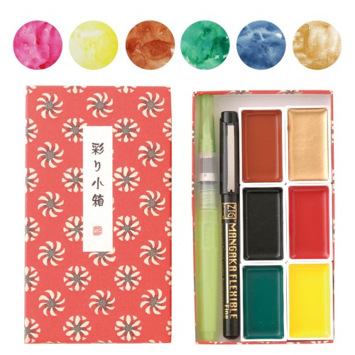 KURETAKE GANSAI TAMBI IRODORI KOBAKO RED 6 SZT. MC23-11 kolory.jpg