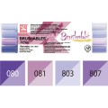 Kuretake Brushables Zestaw PURPLE MS-7700-4VPU opakowanie i kolory.jpg