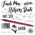 KURETAKE FUDE PEN NIHON-DATE KABURA (No.55) pisak z rysunkami i napisami.jpg