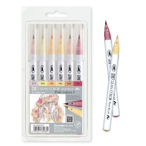 Kuretake Zig Clean Color Real Brush 6 Set Pale Colors I RB-6000AT/6VG