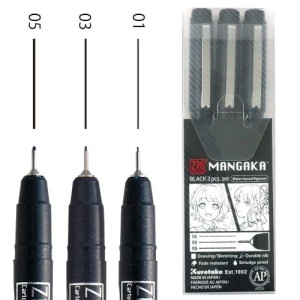 ZIG Cartoonist Mangaka Set Black 3pcs - CNM/3VBK2